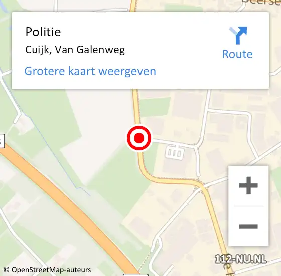 Locatie op kaart van de 112 melding: Politie Cuijk, Van Galenweg op 16 september 2019 10:59