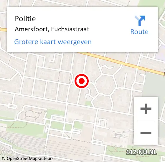 Locatie op kaart van de 112 melding: Politie Amersfoort, Fuchsiastraat op 16 september 2019 11:00