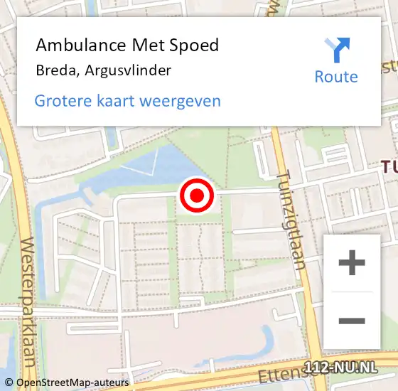 Locatie op kaart van de 112 melding: Ambulance Met Spoed Naar Breda, Argusvlinder op 16 september 2019 11:09