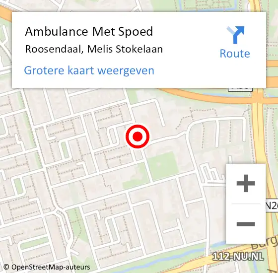 Locatie op kaart van de 112 melding: Ambulance Met Spoed Naar Roosendaal, Melis Stokelaan op 16 september 2019 11:11
