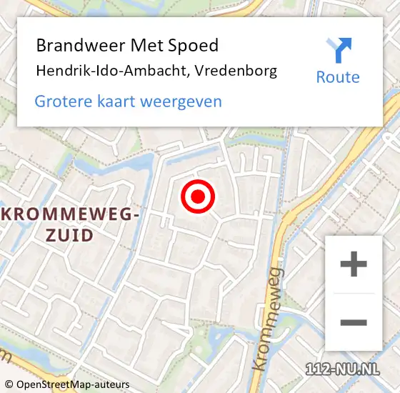 Locatie op kaart van de 112 melding: Brandweer Met Spoed Naar Hendrik-Ido-Ambacht, Vredenborg op 16 september 2019 11:27