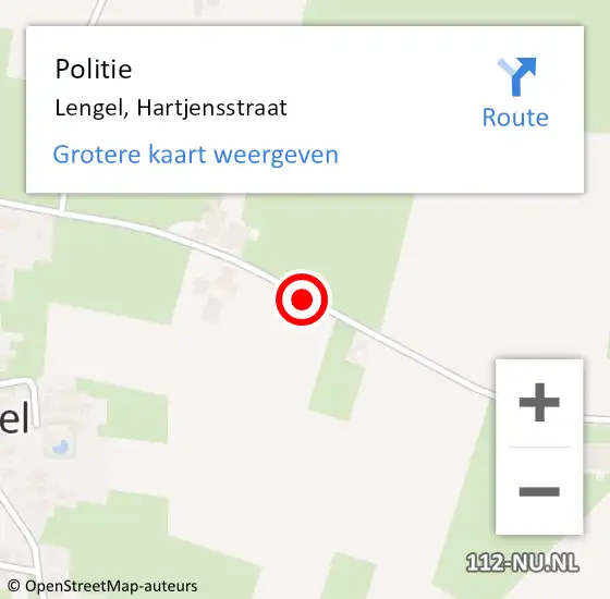 Locatie op kaart van de 112 melding: Politie Lengel, Hartjensstraat op 16 september 2019 12:04