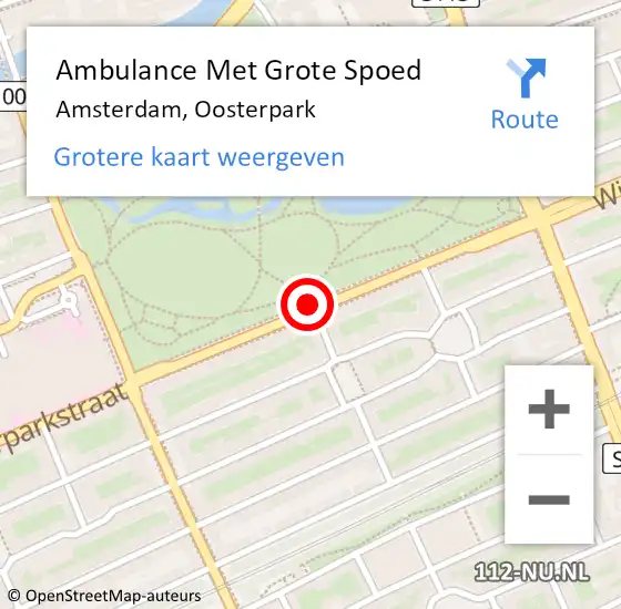 Locatie op kaart van de 112 melding: Ambulance Met Grote Spoed Naar Amsterdam, Oosterpark op 16 september 2019 12:05