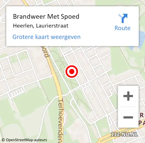 Locatie op kaart van de 112 melding: Brandweer Met Spoed Naar Heerlen, Laurierstraat op 16 september 2019 12:19