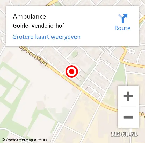 Locatie op kaart van de 112 melding: Ambulance Goirle, Vendelierhof op 16 september 2019 12:21