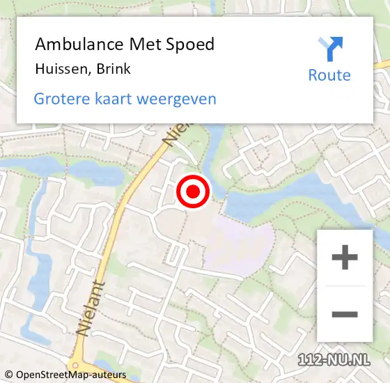 Locatie op kaart van de 112 melding: Ambulance Met Spoed Naar Huissen, Brink op 16 september 2019 12:25