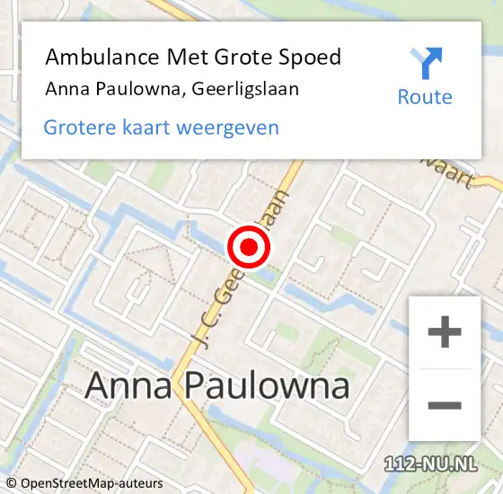 Locatie op kaart van de 112 melding: Ambulance Met Grote Spoed Naar Anna Paulowna, Geerligslaan op 16 september 2019 13:14