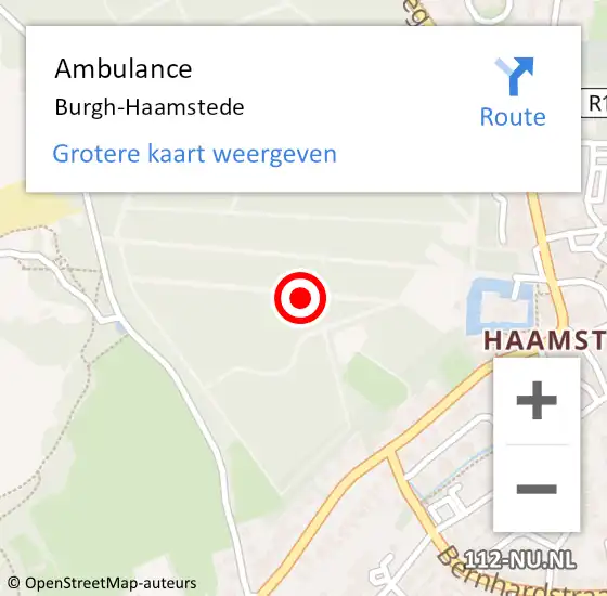 Locatie op kaart van de 112 melding: Ambulance Burgh-Haamstede op 16 september 2019 13:22
