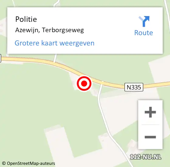 Locatie op kaart van de 112 melding: Politie Azewijn, Terborgseweg op 16 september 2019 13:22