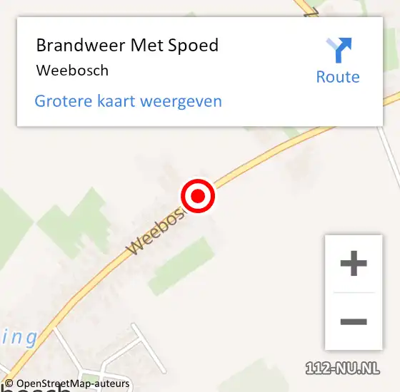 Locatie op kaart van de 112 melding: Brandweer Met Spoed Naar Weebosch op 16 september 2019 13:23