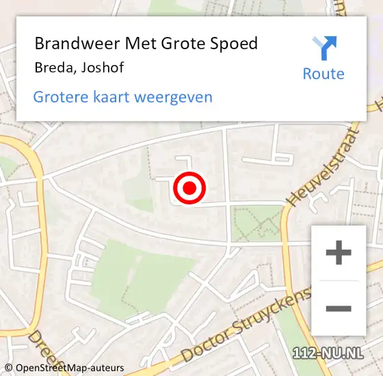 Locatie op kaart van de 112 melding: Brandweer Met Grote Spoed Naar Breda, Joshof op 16 september 2019 13:32