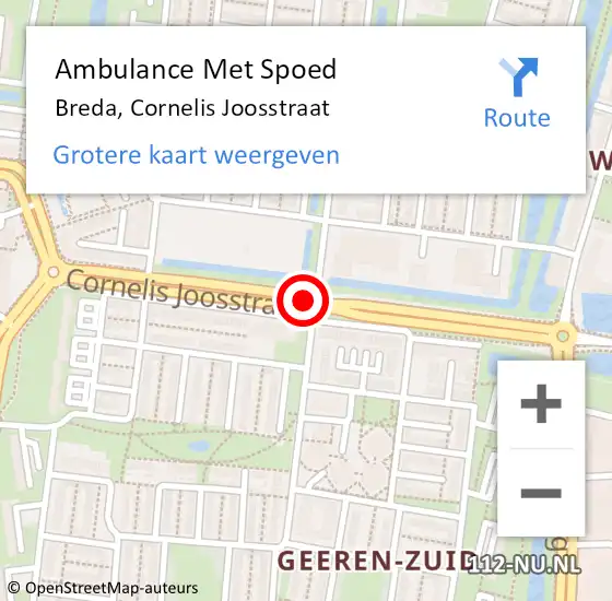 Locatie op kaart van de 112 melding: Ambulance Met Spoed Naar Breda, Cornelis Joosstraat op 16 september 2019 14:05