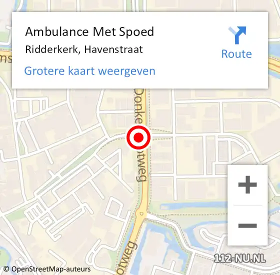 Locatie op kaart van de 112 melding: Ambulance Met Spoed Naar Ridderkerk, Havenstraat op 16 september 2019 14:12