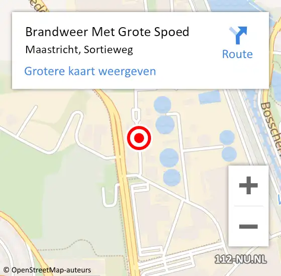 Locatie op kaart van de 112 melding: Brandweer Met Grote Spoed Naar Maastricht, Sortieweg op 16 september 2019 14:24