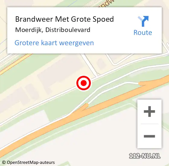 Locatie op kaart van de 112 melding: Brandweer Met Grote Spoed Naar Moerdijk, Distriboulevard op 16 september 2019 15:07