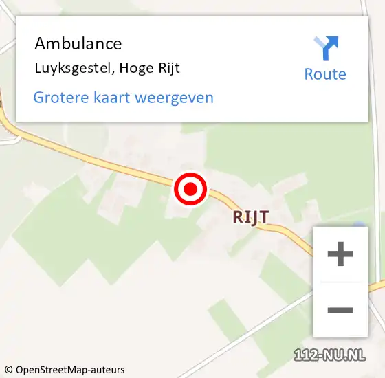 Locatie op kaart van de 112 melding: Ambulance Luyksgestel, Hoge Rijt op 16 september 2019 15:37