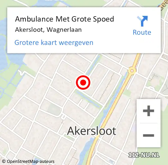Locatie op kaart van de 112 melding: Ambulance Met Grote Spoed Naar Akersloot, Wagnerlaan op 16 september 2019 15:44