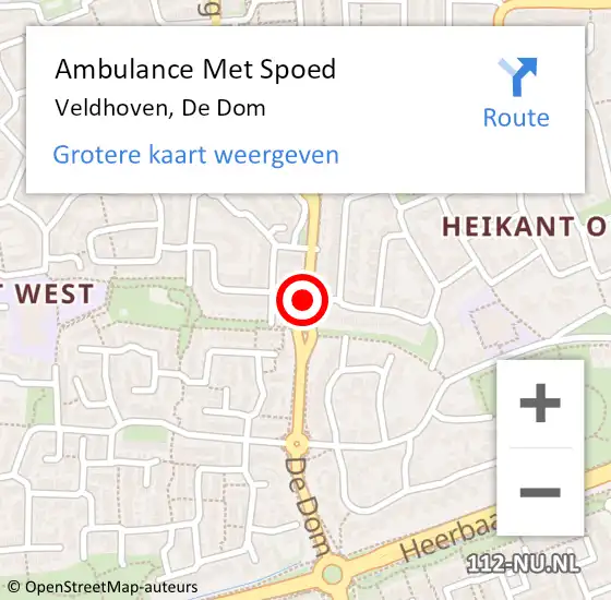 Locatie op kaart van de 112 melding: Ambulance Met Spoed Naar Veldhoven, De Dom op 16 september 2019 15:45