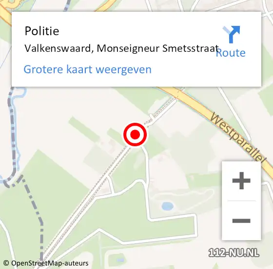Locatie op kaart van de 112 melding: Politie Valkenswaard, Monseigneur Smetsstraat op 16 september 2019 16:34