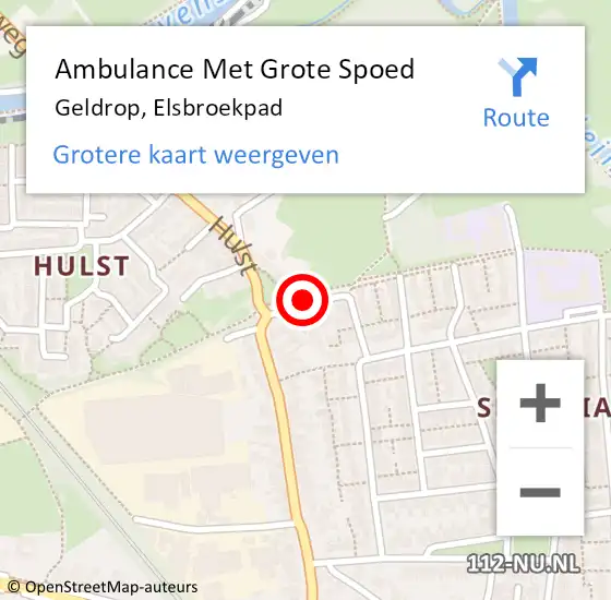 Locatie op kaart van de 112 melding: Ambulance Met Grote Spoed Naar Geldrop, Elsbroekpad op 16 september 2019 16:57