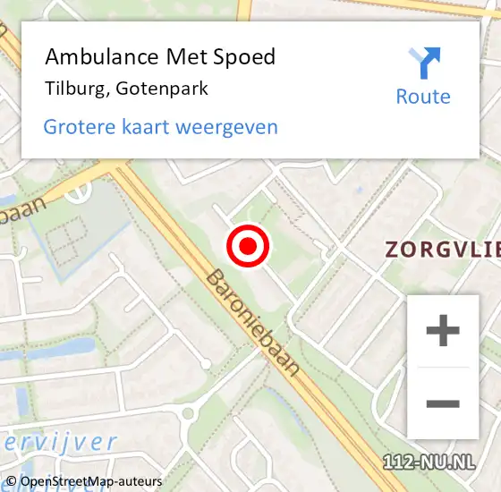 Locatie op kaart van de 112 melding: Ambulance Met Spoed Naar Tilburg, Gotenpark op 16 september 2019 17:02