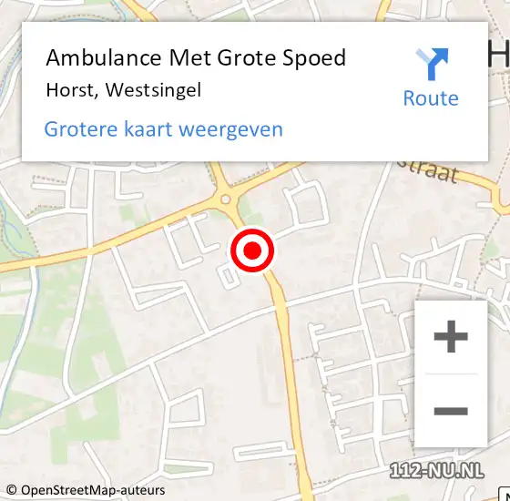 Locatie op kaart van de 112 melding: Ambulance Met Grote Spoed Naar Horst, Westsingel op 16 september 2019 17:03