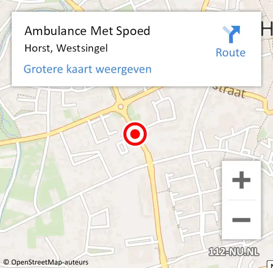 Locatie op kaart van de 112 melding: Ambulance Met Spoed Naar Horst, Westsingel op 16 september 2019 17:07