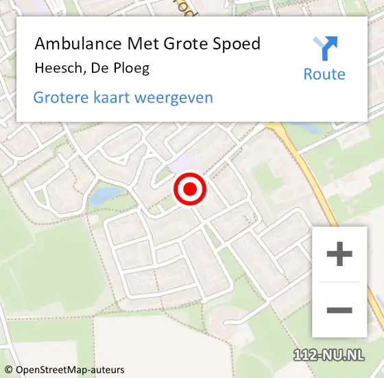 Locatie op kaart van de 112 melding: Ambulance Met Grote Spoed Naar Heesch, De Ploeg op 16 september 2019 18:30