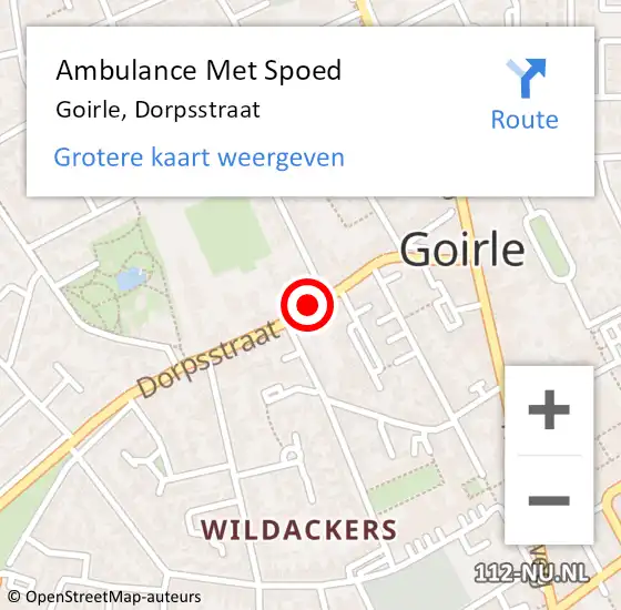 Locatie op kaart van de 112 melding: Ambulance Met Spoed Naar Goirle, Dorpsstraat op 16 september 2019 18:39