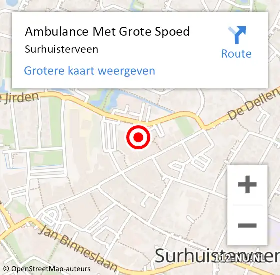Locatie op kaart van de 112 melding: Ambulance Met Grote Spoed Naar Surhuisterveen op 16 september 2019 19:05