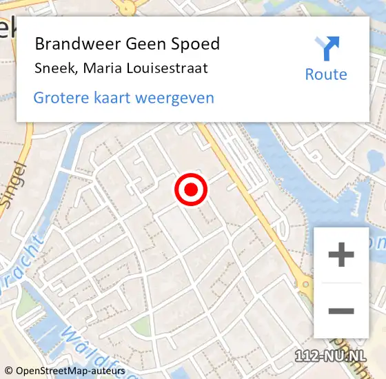 Locatie op kaart van de 112 melding: Brandweer Geen Spoed Naar Sneek, Maria Louisestraat op 16 september 2019 19:13
