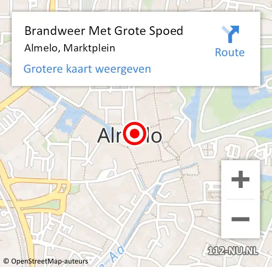 Locatie op kaart van de 112 melding: Brandweer Met Grote Spoed Naar Almelo, Marktplein op 16 september 2019 19:13