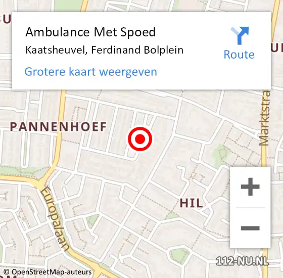 Locatie op kaart van de 112 melding: Ambulance Met Spoed Naar Kaatsheuvel, Ferdinand Bolplein op 16 september 2019 19:27