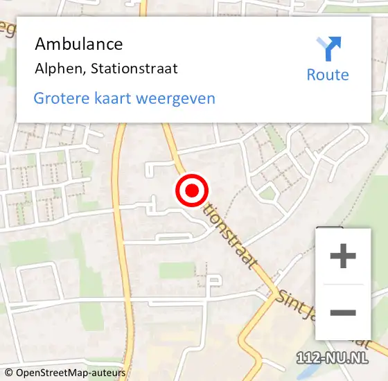 Locatie op kaart van de 112 melding: Ambulance Alphen, Stationstraat op 16 september 2019 19:32