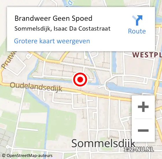 Locatie op kaart van de 112 melding: Brandweer Geen Spoed Naar Sommelsdijk, Isaac Da Costastraat op 16 september 2019 19:48