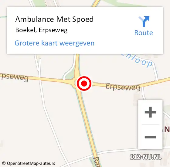 Locatie op kaart van de 112 melding: Ambulance Met Spoed Naar Boekel, Erpseweg op 16 september 2019 20:14