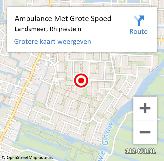 Locatie op kaart van de 112 melding: Ambulance Met Grote Spoed Naar Landsmeer, Rhijnestein op 16 september 2019 20:27