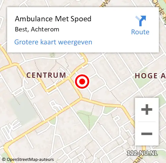Locatie op kaart van de 112 melding: Ambulance Met Spoed Naar Best, Achterom op 16 september 2019 20:27