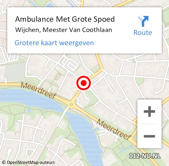 Locatie op kaart van de 112 melding: Ambulance Met Grote Spoed Naar Wijchen, Meester Van Coothlaan op 16 september 2019 20:37
