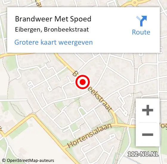 Locatie op kaart van de 112 melding: Brandweer Met Spoed Naar Eibergen, Bronbeekstraat op 16 september 2019 20:43