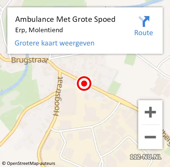 Locatie op kaart van de 112 melding: Ambulance Met Grote Spoed Naar Erp, Molentiend op 16 september 2019 21:08