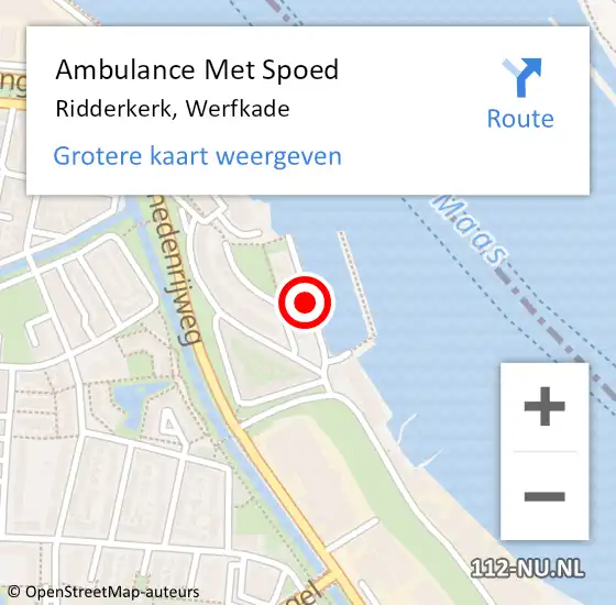 Locatie op kaart van de 112 melding: Ambulance Met Spoed Naar Ridderkerk, Werfkade op 16 september 2019 21:35