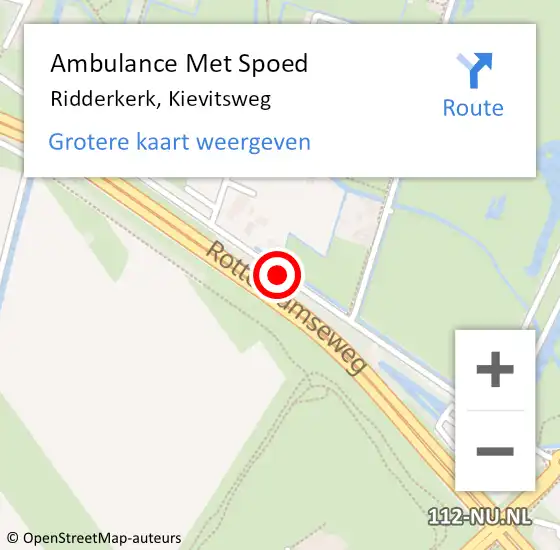 Locatie op kaart van de 112 melding: Ambulance Met Spoed Naar Ridderkerk, Kievitsweg op 16 september 2019 22:03