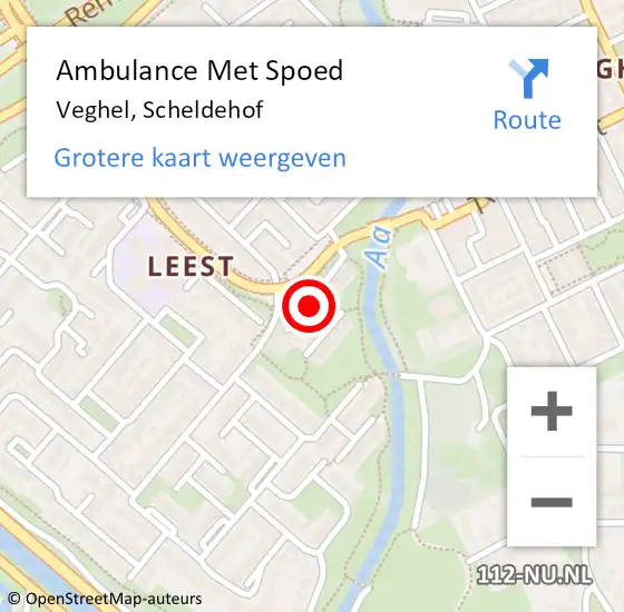 Locatie op kaart van de 112 melding: Ambulance Met Spoed Naar Veghel, Scheldehof op 16 september 2019 22:20