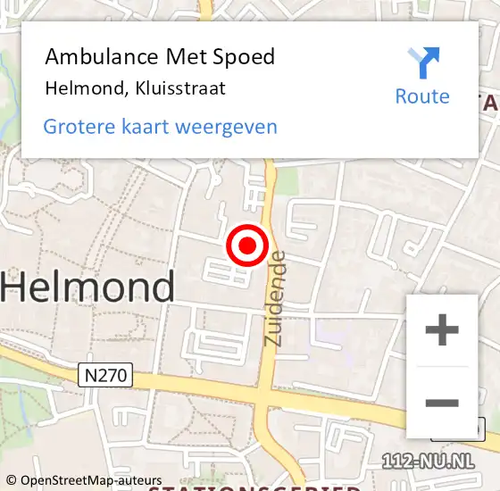Locatie op kaart van de 112 melding: Ambulance Met Spoed Naar Helmond, Kluisstraat op 16 september 2019 22:23