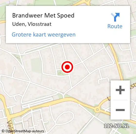 Locatie op kaart van de 112 melding: Brandweer Met Spoed Naar Uden, Vlosstraat op 16 september 2019 23:40