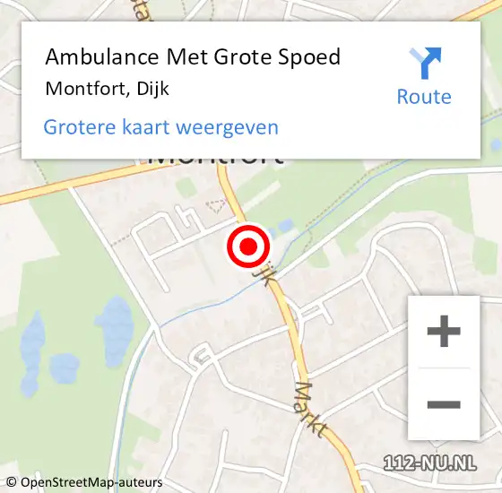 Locatie op kaart van de 112 melding: Ambulance Met Grote Spoed Naar Montfort, Dijk op 17 september 2019 00:27