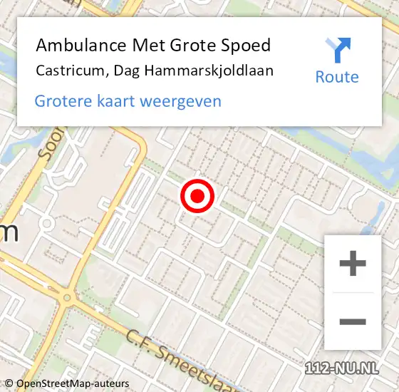 Locatie op kaart van de 112 melding: Ambulance Met Grote Spoed Naar Castricum, Dag Hammarskjoldlaan op 17 september 2019 01:26
