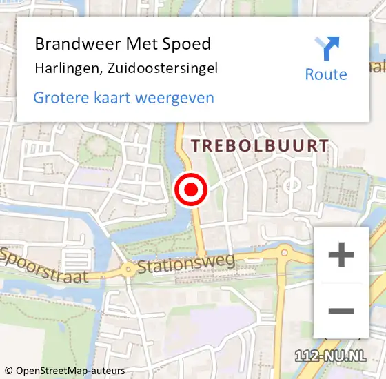 Locatie op kaart van de 112 melding: Brandweer Met Spoed Naar Harlingen, Zuidoostersingel op 17 september 2019 02:00