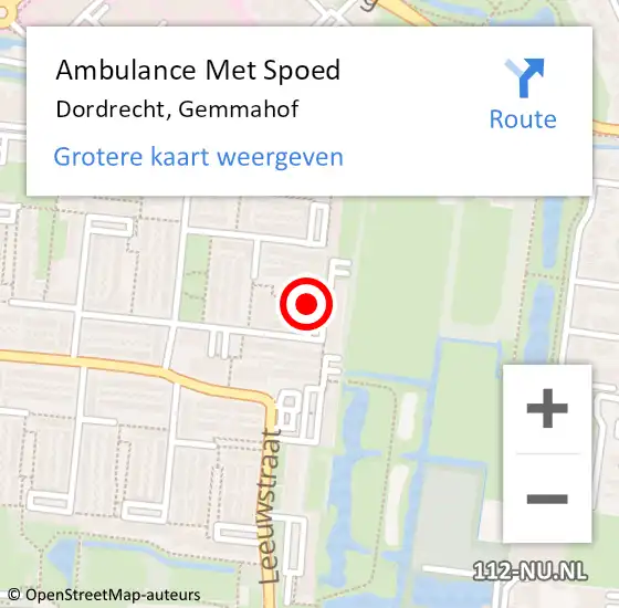 Locatie op kaart van de 112 melding: Ambulance Met Spoed Naar Dordrecht, Gemmahof op 17 september 2019 02:24